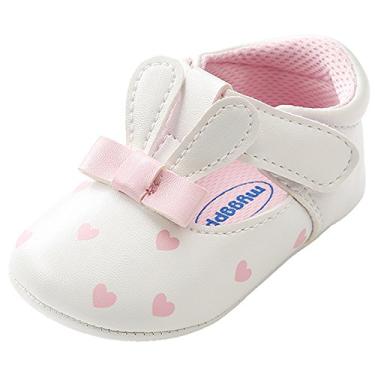 Imagem de Sapatos tamanho 1 para bebês meninas meninas orelhas de coelho moda infantil primeiros passos sapatos infantil menina saia jeans (branco, 12)