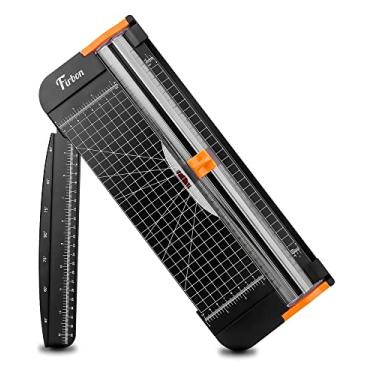 Imagem de Firbon Cortador de papel A4 de 30 cm, ferramenta de scrapbook de papel de titânio com proteção automática e régua lateral para papel artesanal, cupom, etiqueta e cartolina (preto)