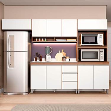 Imagem de Menu Móveis, Armário de Cozinha Compacta Modulada com Torre Quente Sabrina 280x202 Cm 5 Peças MDP Branco MENU