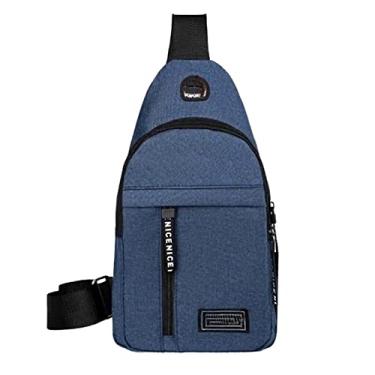 Imagem de Bolsa Tiracolo Mini Masculina Ajustável Lateral Ombro Pochete Transversal Passeio Fashion (Azul)