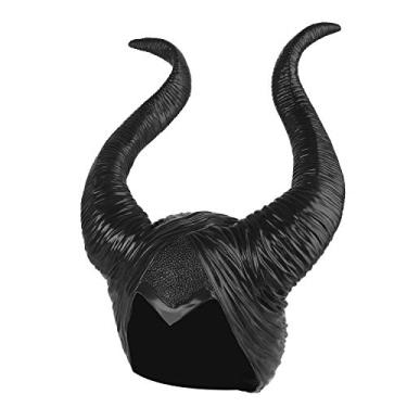 Imagem de Instenira 1x Maleficent Costume Headpiece Halloween Hat Maleficent Black Queen Horns (Black 1)