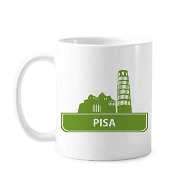 Imagem de Caneca de cerâmica com estampa de marco verde Pisa Italy, Canecao