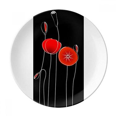 Imagem de Abstract Red Circle Flowers Line Art Corn Plate Decorative Porcelain Salver Tableware Dinner Dish