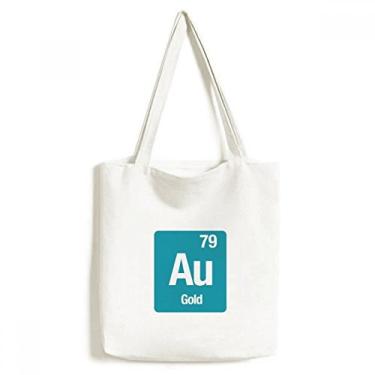 Imagem de Au Gold Bolsa de lona com elemento químico ciência bolsa de compras casual bolsa de mão