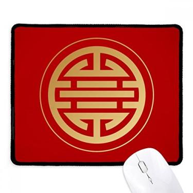 Imagem de Mousepad redondo dourado Harmonious Prosperous borda costurada tapete de borracha para jogos