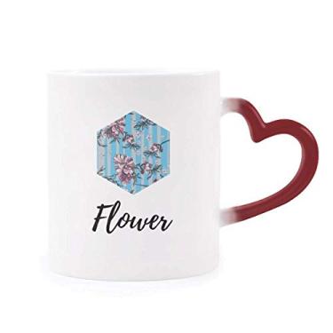 Imagem de Caneca Rhododendron com desenho de planta sensível ao calor, caneca de grés que muda de cor vermelha
