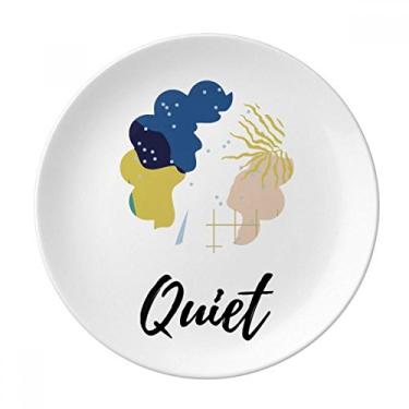 Imagem de Prato de arte de plantas abstratas branco azul salver louça louça jantar