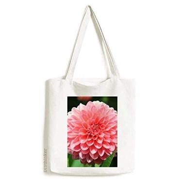 Imagem de Bolsa de lona com lindas flores e flor de pêssego bolsa de compras casual