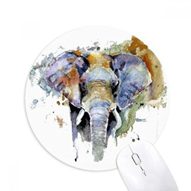 Imagem de Mousepad de borracha antiderrapante redondo com elefante pintado de personalidade animal para presente de escritório