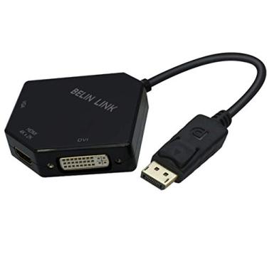 Imagem de Adaptador VGA DVI DP para HDMI VGA DisplayPort para HDMI 4K Adaptador 3 em 1 Display Port para HDMI VGA DVI Conversor macho para fêmea banhado a ouro (formato de diamante), Preto