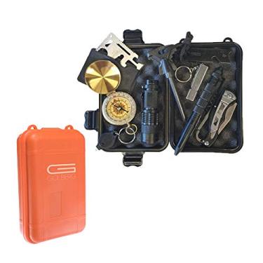 Imagem de Kit laranja de sobrevivência de emergência 11 em 1 – mini aparelhos e ferramentas para acampamento, carros, caminhadas, aventuras ao ar livre, caça, esportes, ensacamento, viagens