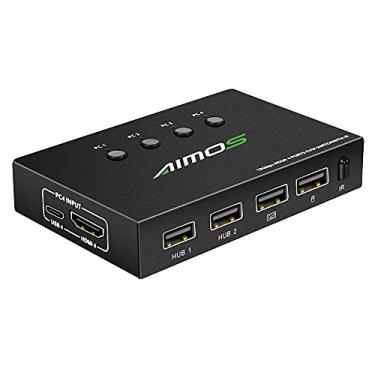 Imagem de lifcasual 4K @ 60Hz Switch 4 portas USB Switcher Seletor 4 em 1 Out Switcher com controle remoto de saída de sincronização de áudio e vídeo