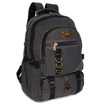 Imagem de Mochila Notebook Escolar De Lona Reforçada Feminina Masculina 4 Cores (Preto)