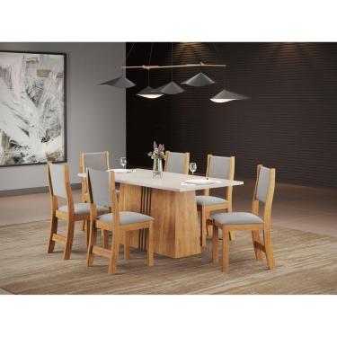 Imagem de Conjunto Sala de Jantar Mesa Jordania com 6 Cadeiras Sol Viero Mel/Blonde/Cinza