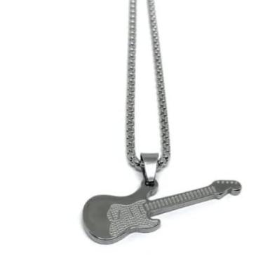 Imagem de Pingente Guitarra Em Aço Inox 316l Acompanha Corrente