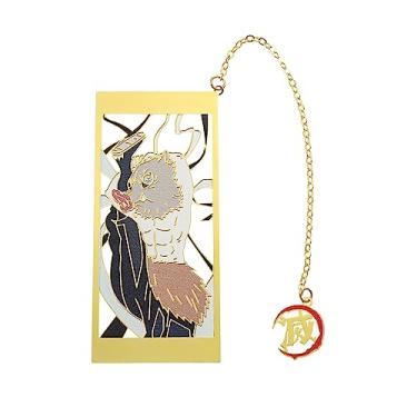 Imagem de Demon Metal Bookmark Slayer Anime Kawaii Kamado Tanjirou, Agatsuma Zenitsu, Hashibira Inosuke Book Mark Material Escolar Presentes para Homens Mulheres Professores Leituras Amantes (Hashibira Inosuke-1)