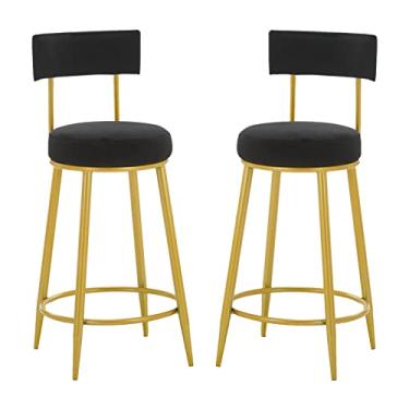 Imagem de Cadeiras de jantar, banquetas de bar, bancadas de bar, cadeiras com encosto coberto de veludo e apoio para os pés de metal para café da manhã, balcão de bar, cozinha e casa, tudo está bem