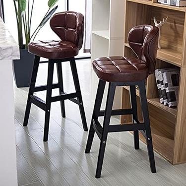 Imagem de Cadeiras de jantar cadeiras de sala de jantar conjunto de 2 bancos de bar de couro PU bancos de bar com apoio para os pés banqueta de bar vintage acolchoada para casa bar de madeira cadeiras de jantar para cozinha café da manhã Tudo está bem