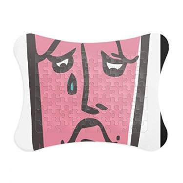 Imagem de Moldura de quebra-cabeça feliz com desenho de rosto abstrato triste enfeite de quebra-cabeça