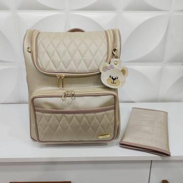 Imagem de Mochila Maternidade e Mini Trocador Marfim Rose - Coutre Bolsas