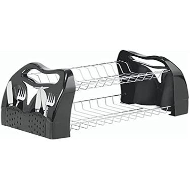 Imagem de Escorredor duplo cromado com base preta Cód. 5264