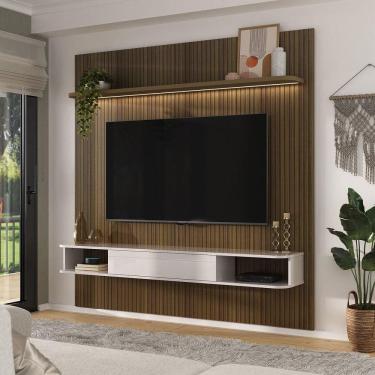 Imagem de Painel 1,83 mt Para Tv de até 75 Polegadas Impressão 3D Ripado Atenas Pinho Ripado C/of...