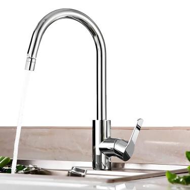 Imagem de Torneira Gourmet Cozinha Lavabo Banheiro Bico Aerador com Giro de Corpo 360º Misturador Monocomando + Kit Fixação