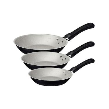 Imagem de Conjunto de Frigideiras 3 Peças Tramontina Caribe em Alumínio com Revestimento Interno e Externo Antiaderente Starflon Max - Preto/Cinza