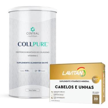 Imagem de Kit Collpure 450/500G - Central Nutrition + Cabelos E Unhas - Lavitan