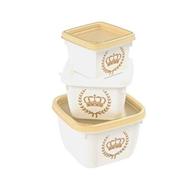 Imagem de Kit 3 Potes Bebe Infantil Conect Papinha Lanche Coroa Dourada