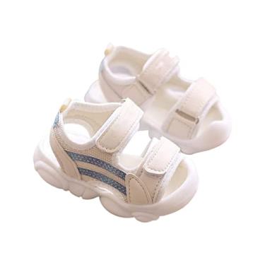 Imagem de Sandálias tamanho 6 para meninas, sapatos respiráveis, sandálias de dedo aberto, sandálias para meninas, sapatos de casa com sola macia para bebês, Azul, 6 Infant