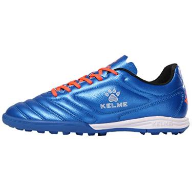 Imagem de KELME Chuteiras de futebol masculinas com suporte de arco tênis profissional de futsal respirável botas de futebol atléticas para ambientes externos internos TF, Azul, 10.5