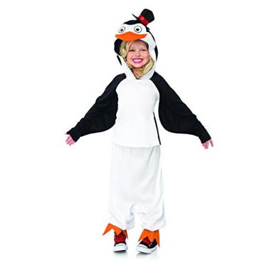 Imagem de Leg Avenue Camiseta unissex Skipper The Penguin com capuz e calça (2 peças), preto/branco, grande