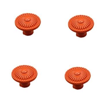 Imagem de Puxador de armário de gaveta 4 peças de pasta não perfurada estilo alça colorida armário porta de vidro e janela porta de guarda-roupa furo único placa laranja