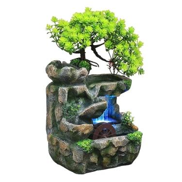 Imagem de Holibanna Fonte de cachoeira de mesa interna ornamental bonsai Zen meditação relaxamento ornamentos de fonte de cachoeira fonte de água fonte de mesa decoração enfeite de fonte mini fonte