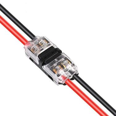 Imagem de Conectores de fio Kalolary, pacote com 20, 2 pinos, 2 pinos, conexão de fio compacto universal de baixa tensão, conexão de fio elétrico 18-22AWG, emenda rápida autodecapagem
