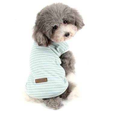 Imagem de Ranphy Camisa listrada para animais de estimação pequeno cachorro macio algodão colete filhote gato verão respirável regata cachorrinho bonito vestuário roupas de festa verde XGG