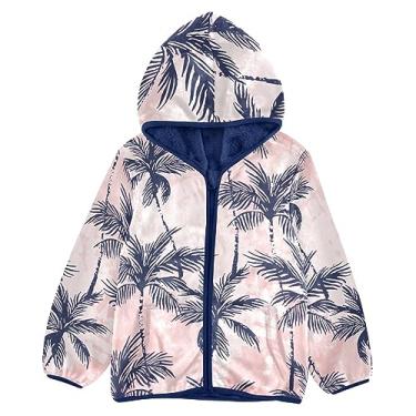 Imagem de KLL Casacos de inverno abstratos com palmeiras tropicais para meninos, casacos de inverno forrados com sherpa para meninos e crianças, azul marinho, Abstrato Tropics Palmeiras Tropicais, 5 Anos