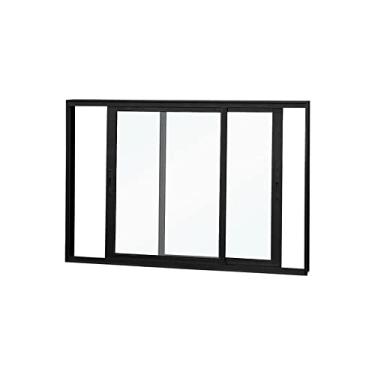 Imagem de Janela de Correr Abertura Dupla Premium 2 Folhas Vidro Liso 100x120cm Crv Portas e Janelas Preto