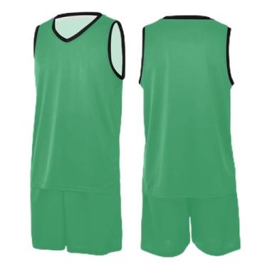 Imagem de CHIFIGNO Camisetas de basquete com estampa de glitter roxo, camiseta de basquete retrô, camiseta de futebol preta masculina PPS-3GG, Médio, verde-mar, PP
