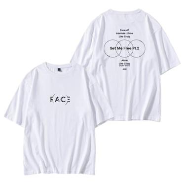 Imagem de Camiseta Jimin Solo Album FACE Same Style Support Camiseta Algodão Gola Redonda Manga Curta, Branco, M