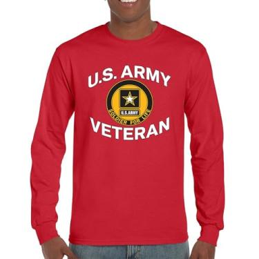 Imagem de Camiseta de manga comprida Soldado Veterano do Exército dos EUA para a Vida Orgulho Militar DD 214 Patriotic Armed Forces Gear Licenciado, Vermelho, P