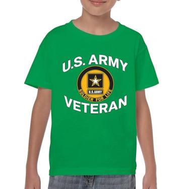 Imagem de Camiseta juvenil US Army Veteran Soldier for Life Military Pride DD 214 Patriotic Armed Forces Gear Licenciada Kids, Verde, P