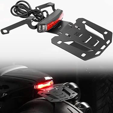 Imagem de KEMIMOTO Suporte para placa de licença de motocicleta com luz de sinal LED compatível com Sportster S RH1250 2021 2022 2023 Kit eliminador de para-lama suporte de placa de motocicleta suporte de placa de carro de montagem Tidy Tail