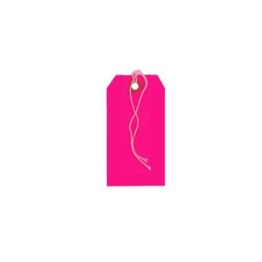 Imagem de Etiquetas de presente K-Kraft com opções de cordas, Pre-strung Neon Pink, #1 = 2.75 x 1.3 Inch
