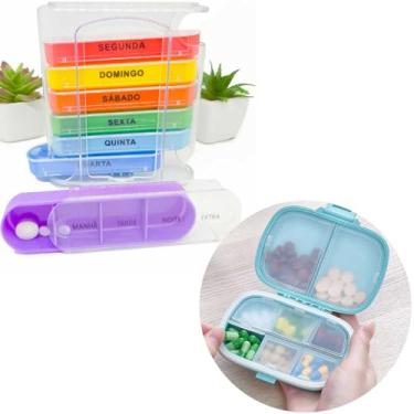 Imagem de Kit Porta Comprimidos C?psulas Rem?dio Divis?ria Bolsa Leve Port?til Organizador Separador Medicamento (Kit Verde e Empilh?vel)