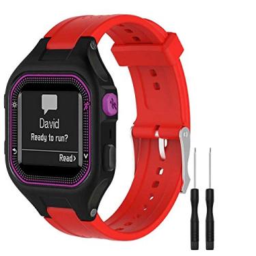 Imagem de Pulseiras GVFM compatíveis com Garmin Forerunner 25, pulseira de relógio de substituição de silicone macio para Garmin Forerunner 25 GPS, SRed, Small