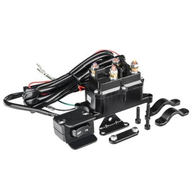Imagem de MaySpare 250A 12V relé solenoide de guincho contator guincho interruptor de polegar com suportes de montagem, tampas de terminais e interruptor de controle de barra de alça para ATV UTV 680-2.268 kg