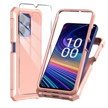Imagem de Mocotto Capa protetora para celular Boost Mobile Celero 5G+ Plus 2024 (3ª versão) com película de vidro temperado, capa protetora fina de silicone macio (ouro rosa)