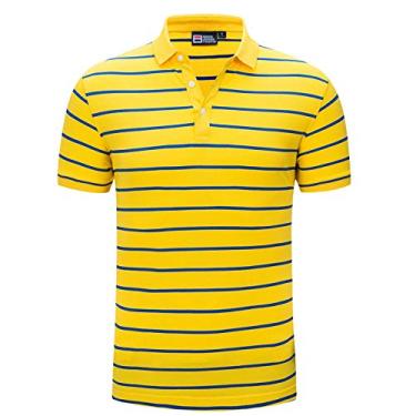 Imagem de Badminton para homens e mulheres, roupa desportiva, casual, camisa pólo, casal de gama alta, camisa de verão com lapela às riscas, t-shirt, Amarelo, 3G
